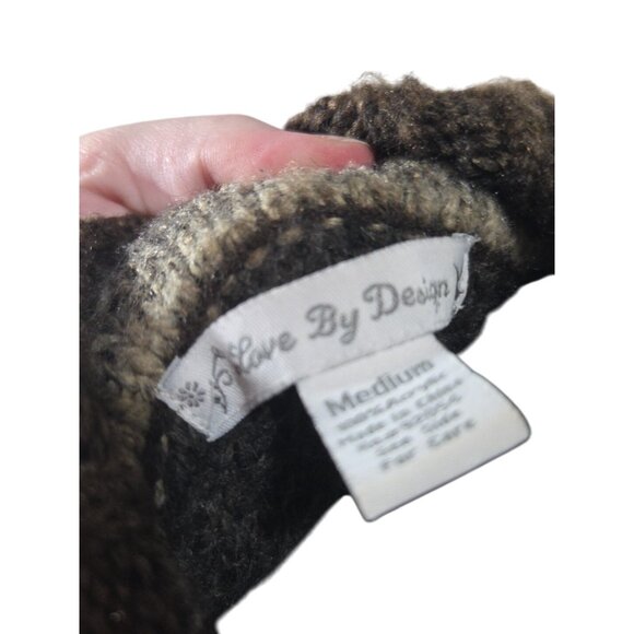 Y2K VTG Knit Short Sleeve Mini Dress Brown Foldover Neck Preppy Office Siren Sz - Picture 6 of 6